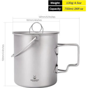 SilverAnt Titanium Pot 750ml with Lid 湯鍋連蓋 | 純鈦水杯
