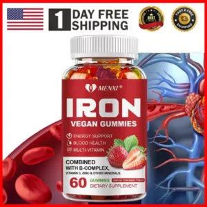 MENXI 男女鐵軟糖補充劑 10 毫克,供應 60 種純素軟糖