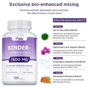 黏合劑排毒 - 活性碳, 沸石 - 肝臟排毒和清潔, 消化健康